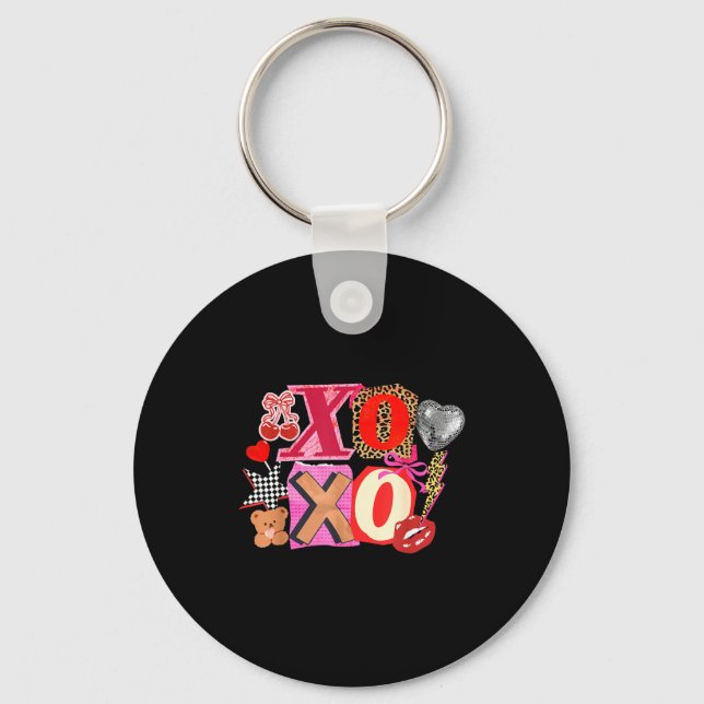 Cute Valentine Xoxo Funny Valentine Hearts Lover G Key Ring (Front)