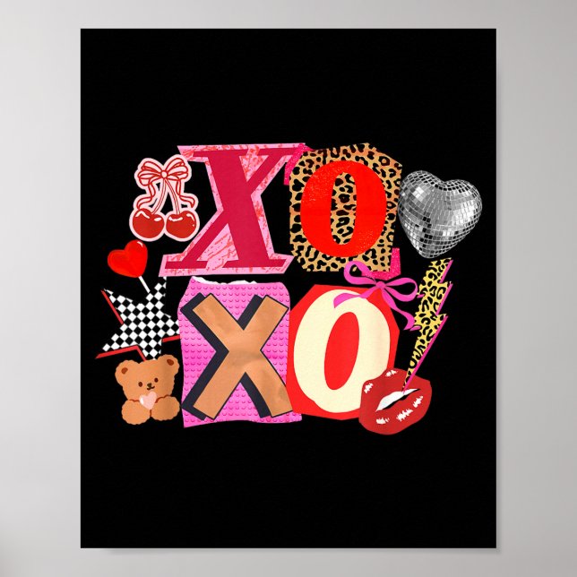 Cute Valentine Xoxo Funny Valentine Hearts Lover G Poster (Front)