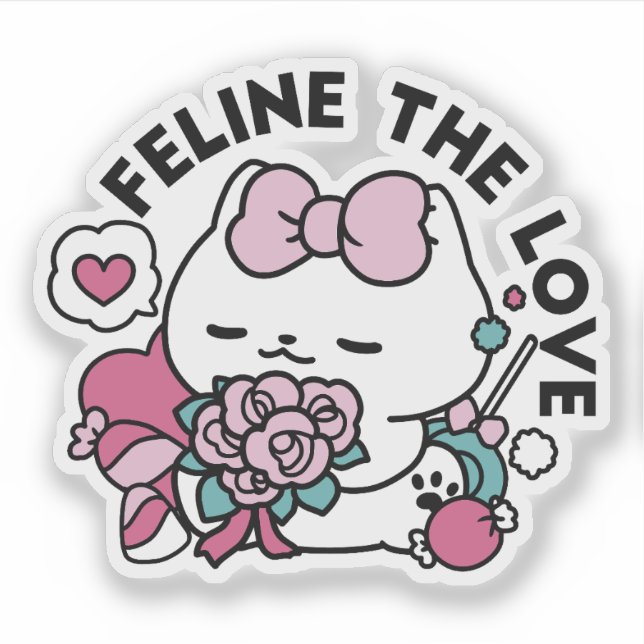 Cute Valentine's Cat Design – Feline the Love (Front)