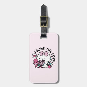 Cute Valentine's Cat Design – Feline the Love Luggage Tag