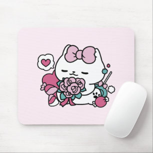 Cute Valentine's Cat Design – Feline the Love Mouse Mat