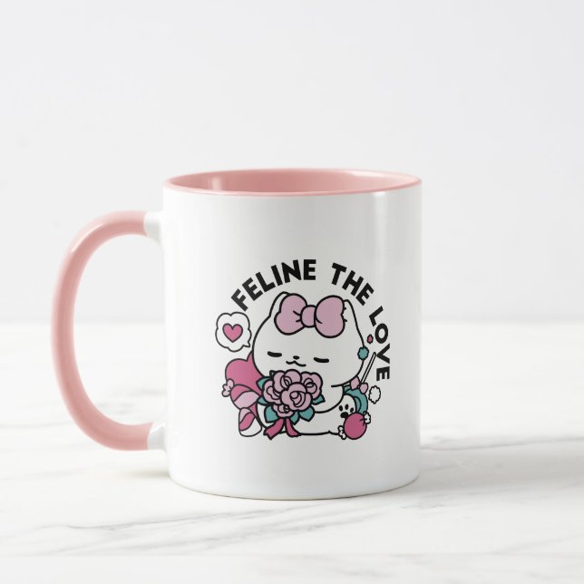 Cute Valentine's Cat Design – Feline the Love Mug (Left)