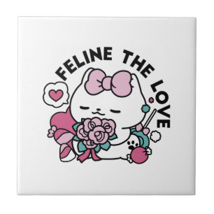 Cute Valentine's Cat Design – Feline the Love Tile