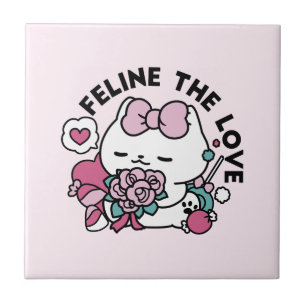 Cute Valentine's Cat Design – Feline the Love Tile