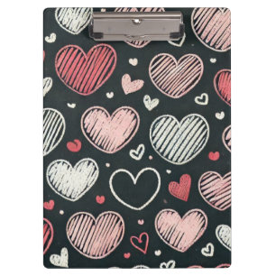 Cute Valentine's chalk hearts Clipboard