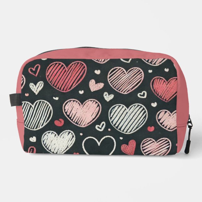 Cute Valentine's chalk hearts Dopp Kit (Front)