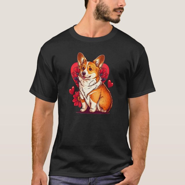 Cute Valentines Corgi Cool Pembroke Welsh Corgi  8 T-Shirt (Front)