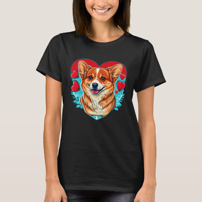 Cute Valentines Corgi Cool Pembroke Welsh Corgi T-Shirt (Front)