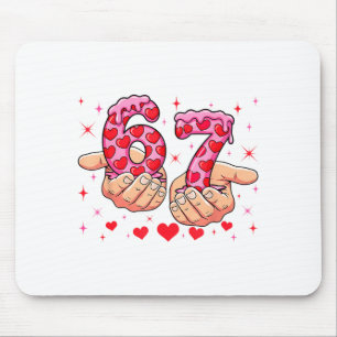 Cute Valentines Day 67 Hearts Funny Six Seven Meme Mouse Mat