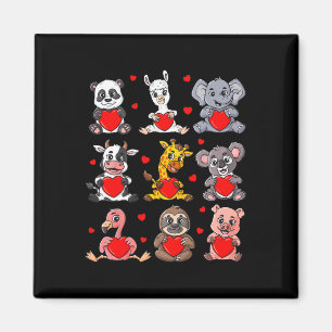 Cute Valentines Day Animals Holding Hearts Boys Gi Magnet