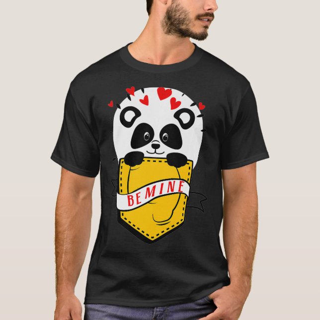 Cute Valentines Day, Be Mine Panda, Funny Valentin T-Shirt (Front)