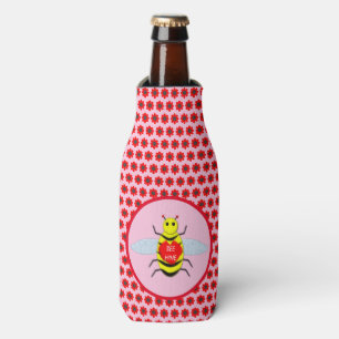 Cute Valentines Day Bee Bottle Cooler