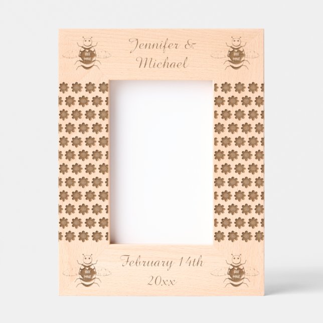 Cute Valentines Day Bee Custom Etched Frames (Front)