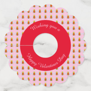 Cute Valentines Day Bee Custom Wine Glass Tag