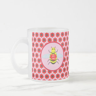 Cute Valentines Day Bee Frosted Glass Coffee Mug