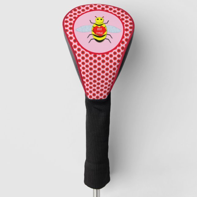 Cute Valentines Day Bee Golf Head Cover (Front)