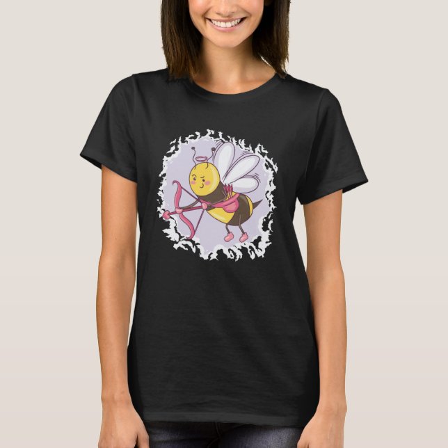 Cute Valentine's Day Bee Love T-Shirt (Front)