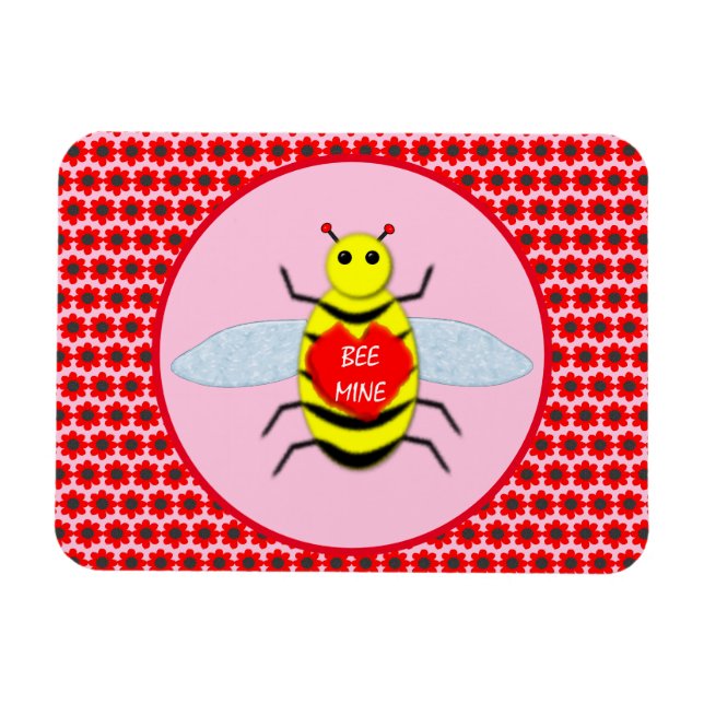 Cute Valentines Day Bee Magnet (Horizontal)