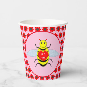 Cute Valentines Day Bee Paper Cups