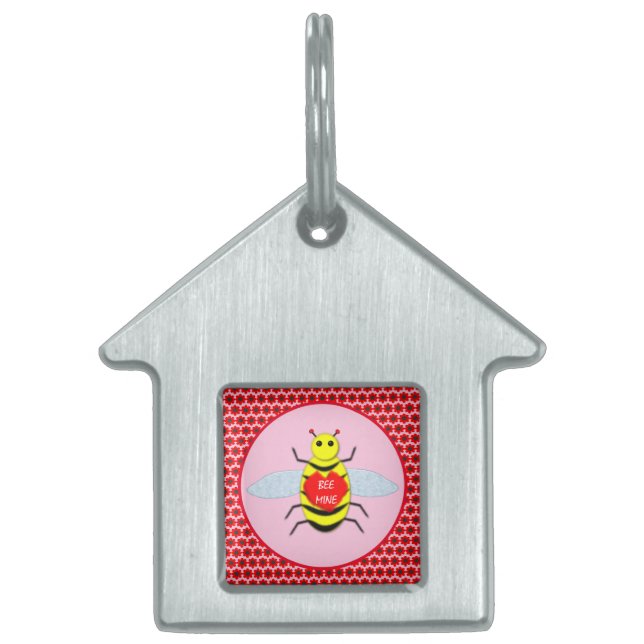 Cute Valentines Day Bee Pet ID Tag (Front)