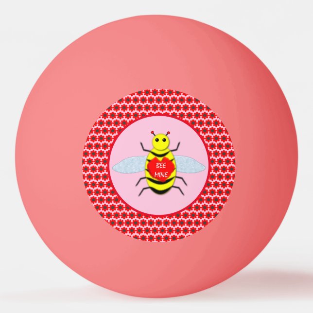Cute Valentines Day Bee Ping Pong Ball (Front)