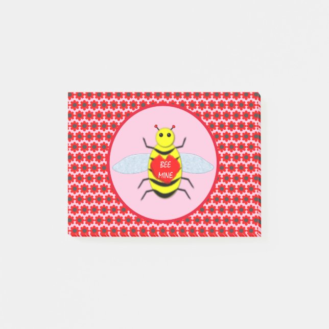 Cute Valentines Day Bee Post-it Notes (Front)
