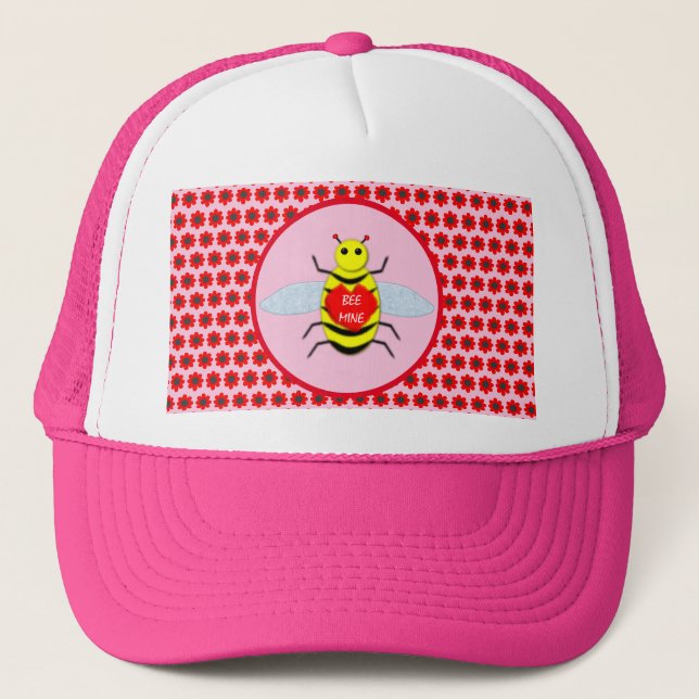 Cute Valentines Day Bee Trucker Hat (Front)