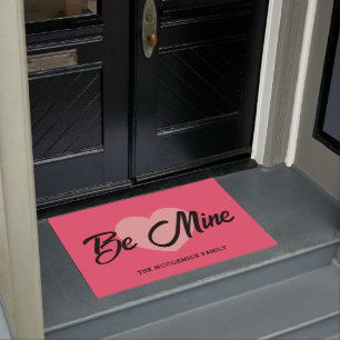 Cute Valentines Day Big Pink Heart Personalized Doormat