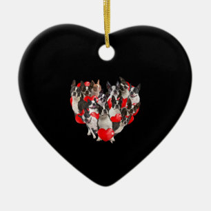 Cute Valentines Day Boston Terrier Dog Heart Puppy Ceramic Tree Decoration