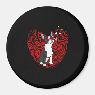 Cute Valentines Day Boston Terrier Graphic Heart Magnet