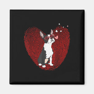 Cute Valentines Day Boston Terrier Graphic Heart Magnet