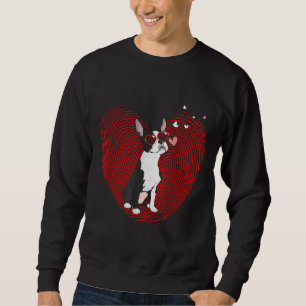 Cute Valentines Day Boston Terrier Graphic Heart Sweatshirt