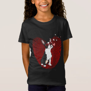 Cute Valentines Day Boston Terrier Graphic Heart T-Shirt