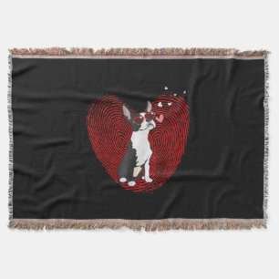 Cute Valentines Day Boston Terrier Graphic Heart Throw Blanket