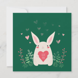 Cute Valentine's Day Bunny Holiday Card
