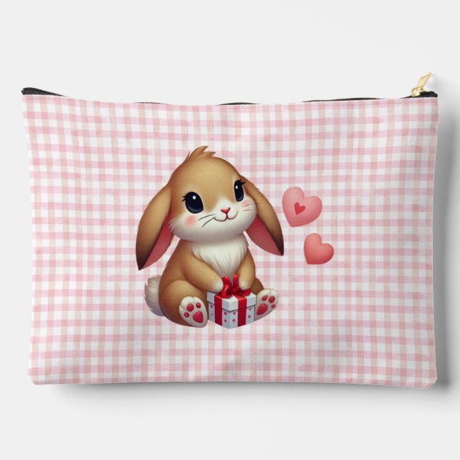 Cute Valentine's Day bunny rabbit  Accessory Pouch (Back)