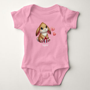Cute Valentine's Day bunny rabbit  Baby Bodysuit