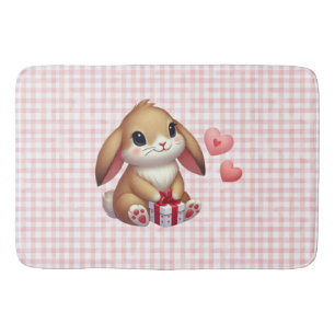 Cute Valentine's Day bunny rabbit Bath Mat