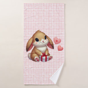 Cute Valentine's Day bunny rabbit Bath Towel