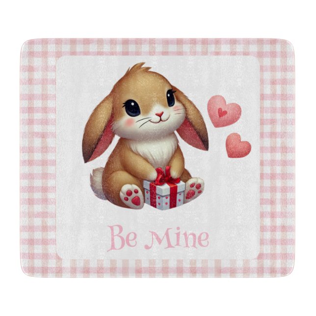Cute Valentine's Day bunny rabbit  Cutting Board (Front)