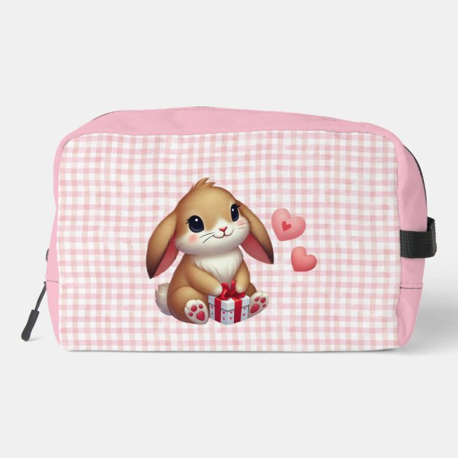 Cute Valentine's Day bunny rabbit  Dopp Kit (Back)