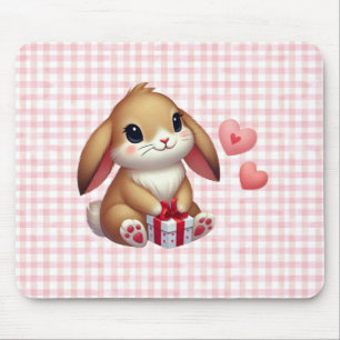 Cute Valentine's Day bunny rabbit Mouse Mat