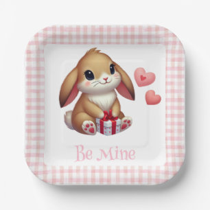 Cute Valentine's Day bunny rabbit Paper Plate