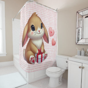 Cute Valentine's Day bunny rabbit Shower Curtain