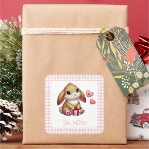 Cute Valentine's Day bunny rabbit Square Sticker