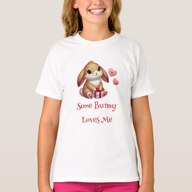 Cute Valentine's Day bunny rabbit  T-Shirt (Front)