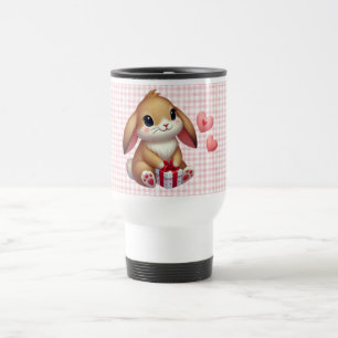 Cute Valentine's Day bunny rabbit Travel Mug