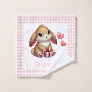 Cute Valentine's Day bunny rabbit Wash Cloth