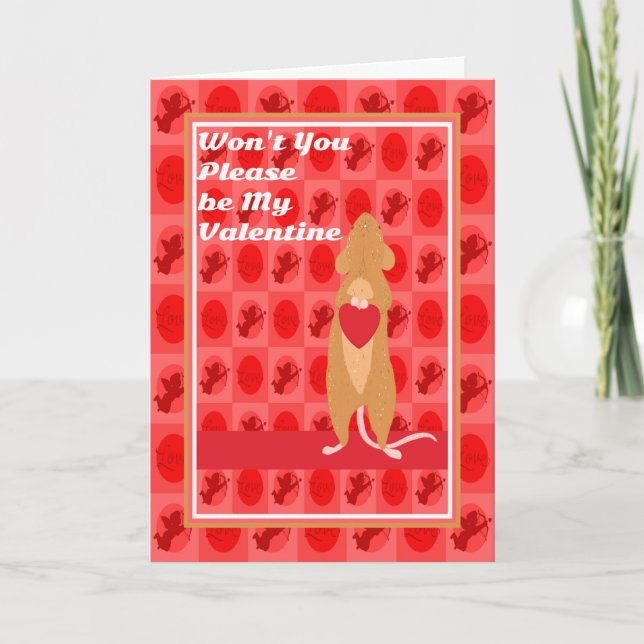 Cute Valentine's Day Card with Mouse (Front)