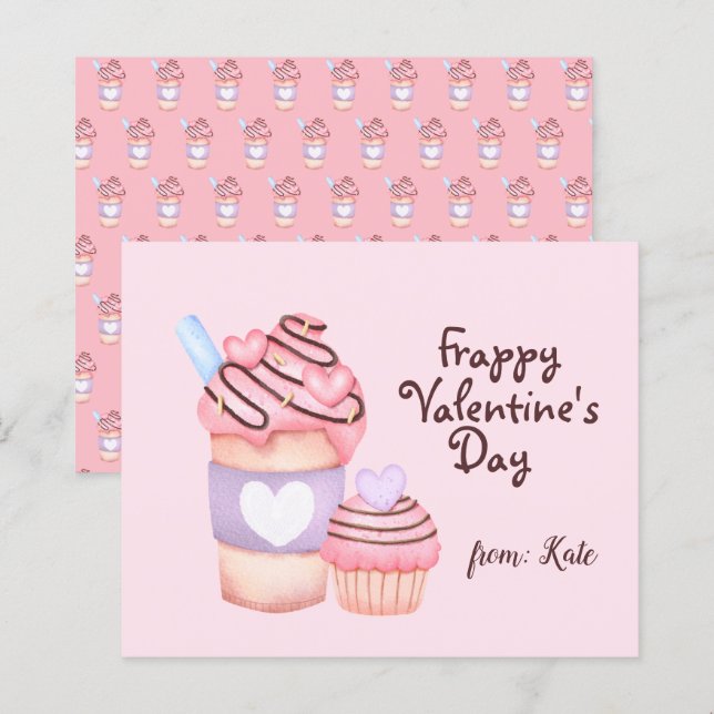 Cute Valentine's Day Cards For Kids Frappuccino  (Front/Back)
